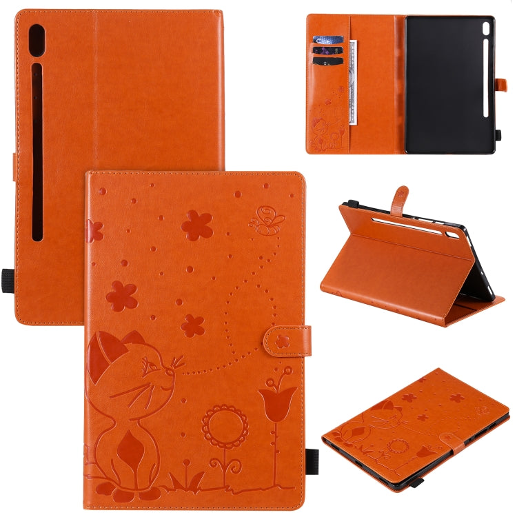 Cat Bee Embossing Pattern Shockproof Table PC Protective Horizontal Flip Leather Case with Holder & Card Slots & Wallet & Pen Slot & Wake-up / Sleep Function