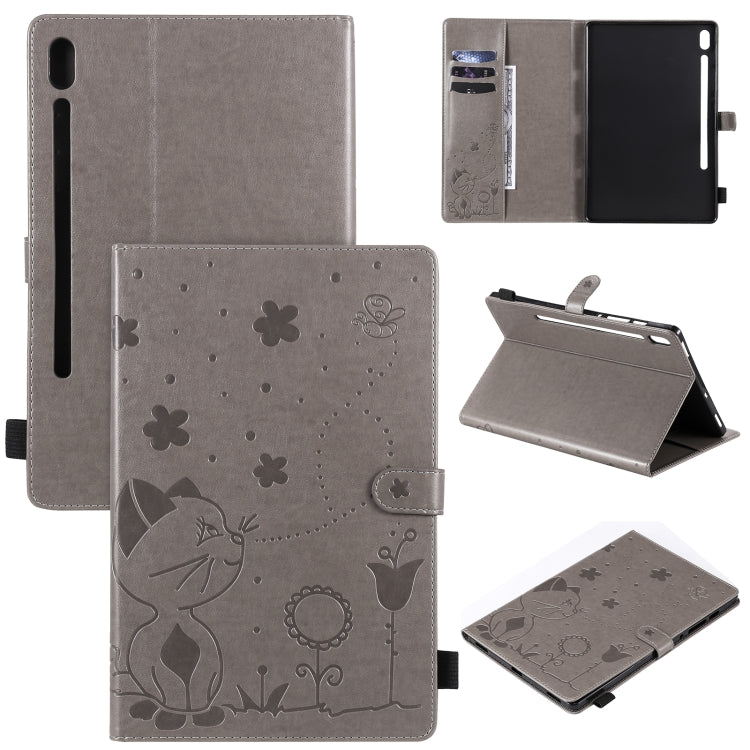 Cat Bee Embossing Pattern Shockproof Table PC Protective Horizontal Flip Leather Case with Holder & Card Slots & Wallet & Pen Slot & Wake-up / Sleep Function