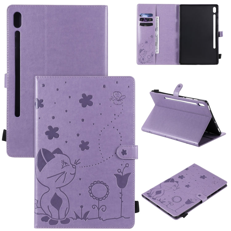 Cat Bee Embossing Pattern Shockproof Table PC Protective Horizontal Flip Leather Case with Holder & Card Slots & Wallet & Pen Slot & Wake-up / Sleep Function