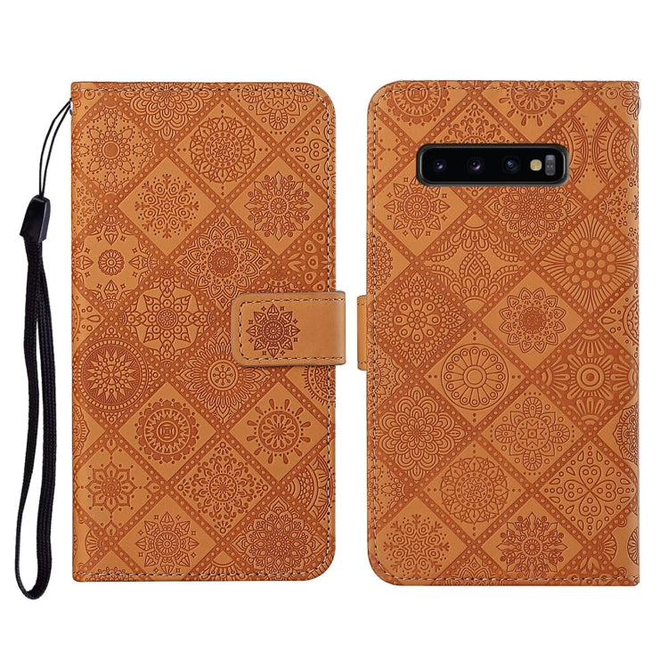 Ethnic Style Embossed Pattern Horizontal Flip Leather Case with Holder & Card Slots & Wallet & Lanyard, For Samsung Galaxy S10, For Samsung Galaxy S10+, For Samsung Galaxy S10e