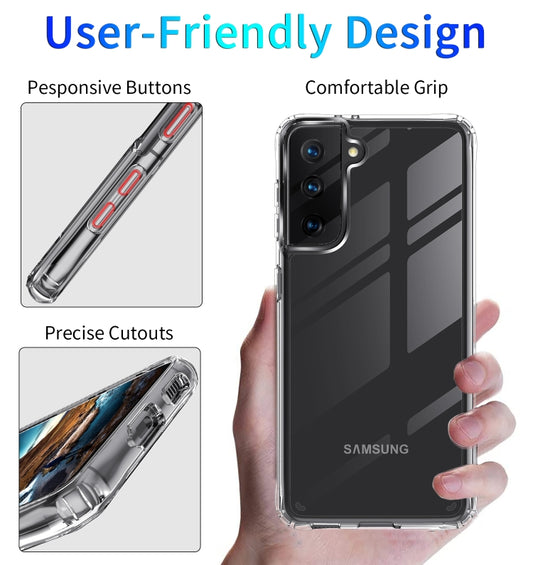 Raised bezel protection for Galaxy S21 Ultra 5G camera and screen on clear case