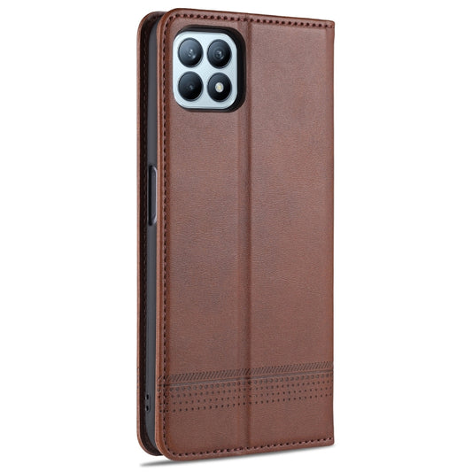 AZNS magnetic leather wallet case Samsung Galaxy S30 Plus featuring calf grain texture