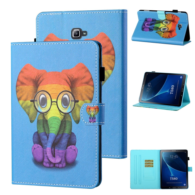 Coloured Drawing Stitching Horizontal Flip Leather Case with Holder & Card Slot & Sleep / Wake-up Function, For Samsung Galaxy Tab A 10.5 T590/T595, For Samsung Galaxy Tab A 10.1 (2016) T580/T585