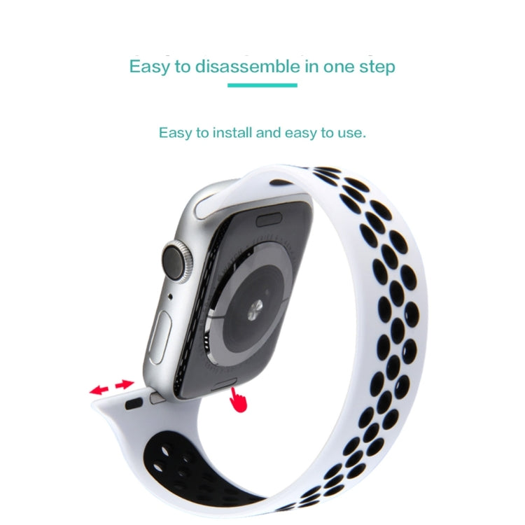Elastic Silicone Watchband For Apple Watch Series 6 & SE & 5 & 4 40mm / 3 & 2 & 1 38mm, Length:150mm, 150mm (Black White), 150mm (Grey Black), 150mm (Blue White), 150mm (Light Pink White), 150mm (Black Red)