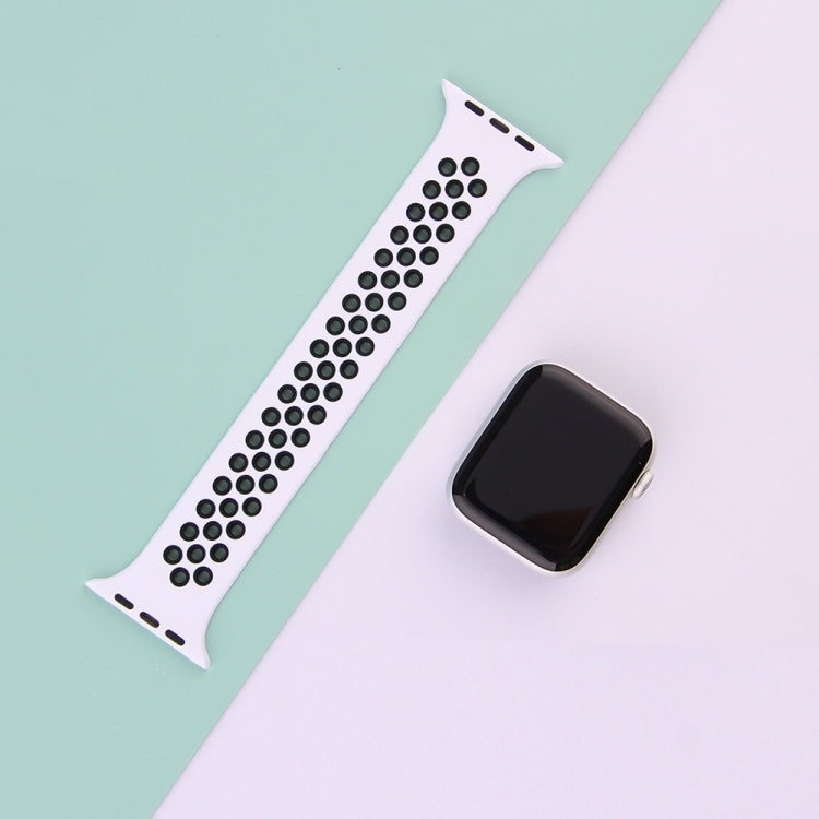 Elastic Silicone Watchband For Apple Watch Series 6 & SE & 5 & 4 40mm / 3 & 2 & 1 38mm, Length:150mm, 150mm (Black White), 150mm (Grey Black), 150mm (Blue White), 150mm (Light Pink White), 150mm (Black Red)