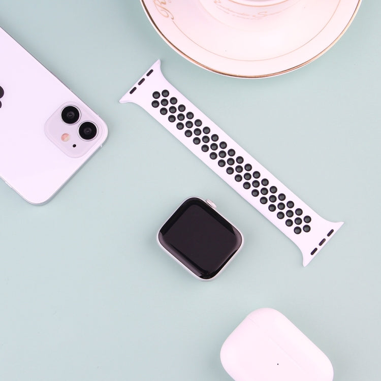 Elastic Silicone Watchband For Apple Watch Series 6 & SE & 5 & 4 40mm / 3 & 2 & 1 38mm, Length:150mm, 150mm (Black White), 150mm (Grey Black), 150mm (Blue White), 150mm (Light Pink White), 150mm (Black Red)