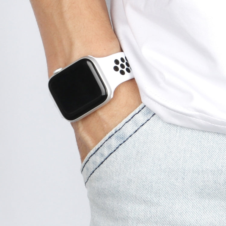 Elastic Silicone Watchband For Apple Watch Series 6 & SE & 5 & 4 40mm / 3 & 2 & 1 38mm, Length:150mm, 150mm (Black White), 150mm (Grey Black), 150mm (Blue White), 150mm (Light Pink White), 150mm (Black Red)