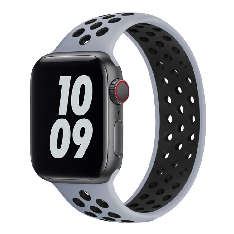 Elastic Silicone Watchband For Apple Watch Series 6 & SE & 5 & 4 40mm / 3 & 2 & 1 38mm, Length:150mm, 150mm (Black White), 150mm (Grey Black), 150mm (Blue White), 150mm (Light Pink White), 150mm (Black Red)