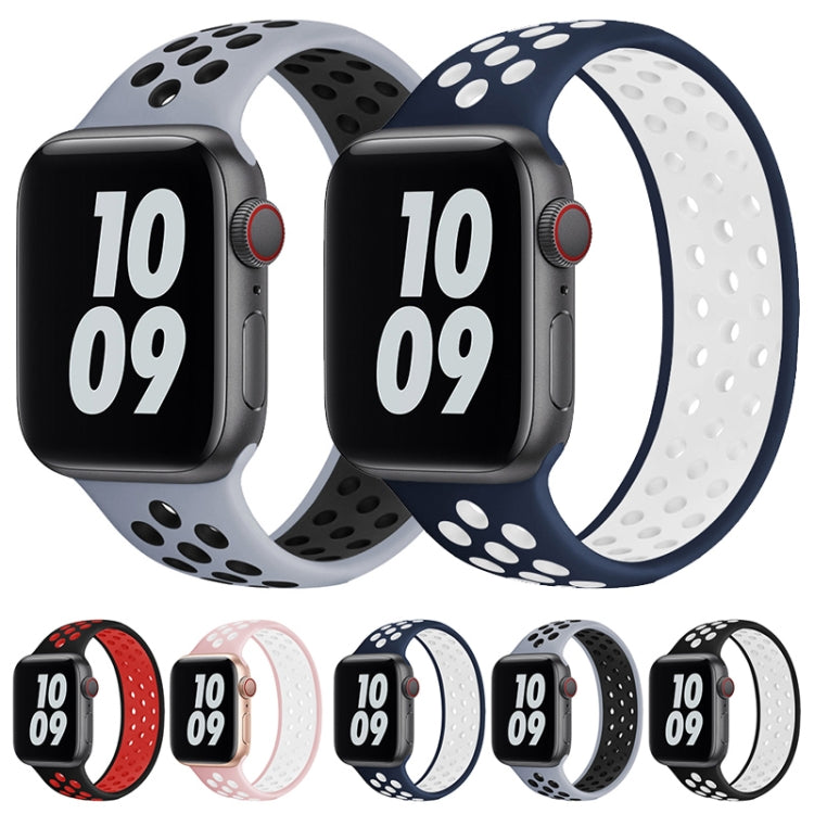 Elastic Silicone Watchband For Apple Watch Series 6 & SE & 5 & 4 44mm / 3 & 2 & 1 42mm, 150mm (Black White), 150mm (Black Red), 150mm (Light Pink White), 150mm (Blue White), 150mm (Grey Black), 160mm (Black White), 160mm (Black Red)��������������������...