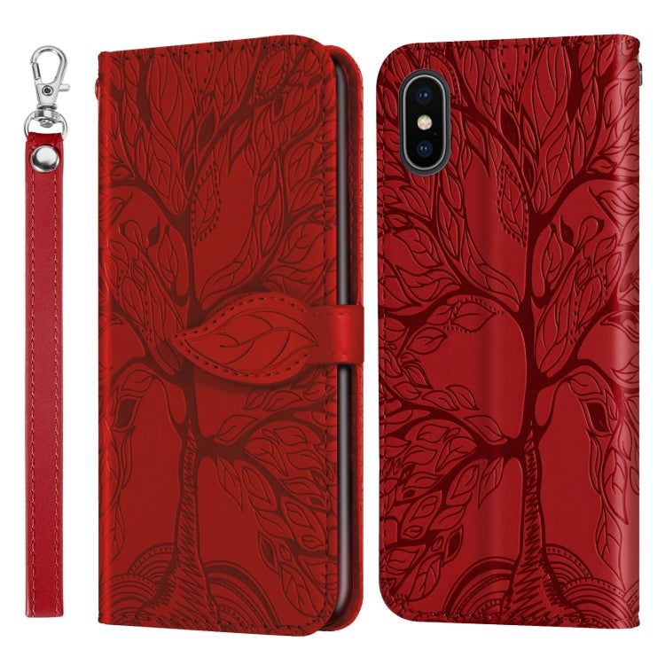 Life of Tree Embossing Pattern Horizontal Flip Leather Case with Holder & Card Slot & Wallet & Photo Frame & Lanyard, For iPhone XS Max
