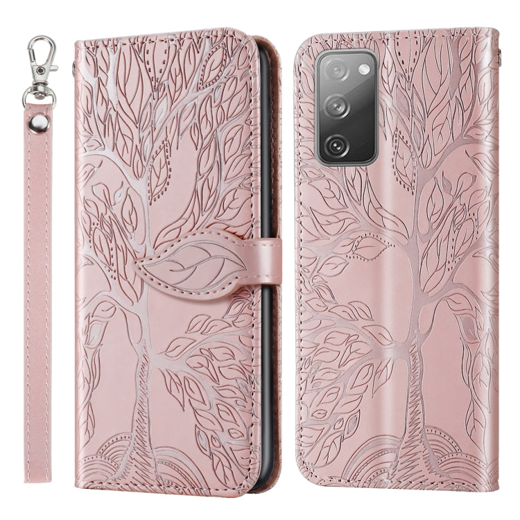 Life of Tree Embossing Pattern Horizontal Flip Leather Case with Holder & Card Slot & Wallet & Photo Frame & Lanyard, For Samsung Galaxy S20 FE