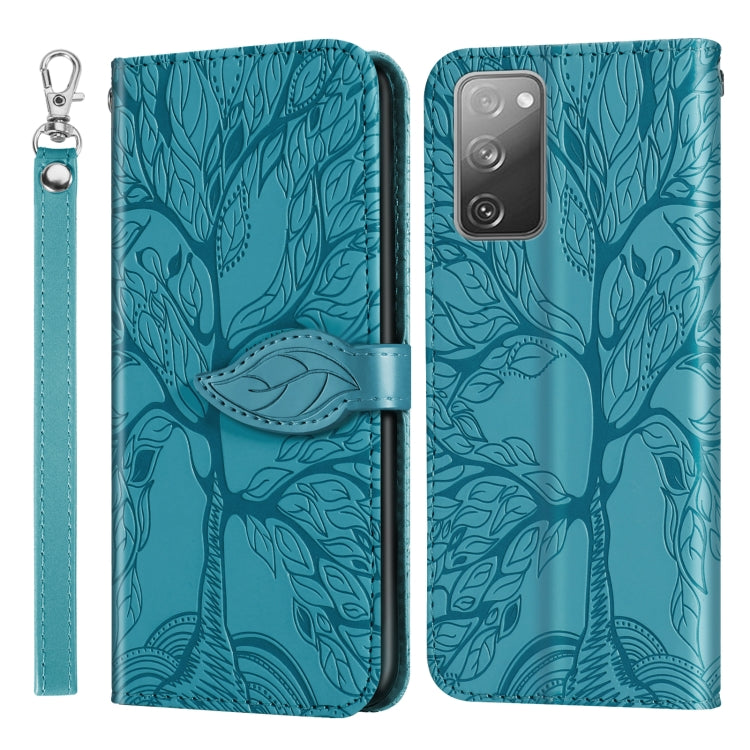 Life of Tree Embossing Pattern Horizontal Flip Leather Case with Holder & Card Slot & Wallet & Photo Frame & Lanyard, For Samsung Galaxy S20 FE