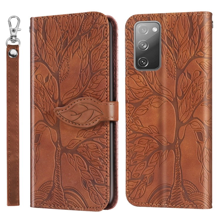 Life of Tree Embossing Pattern Horizontal Flip Leather Case with Holder & Card Slot & Wallet & Photo Frame & Lanyard, For Samsung Galaxy S20 FE