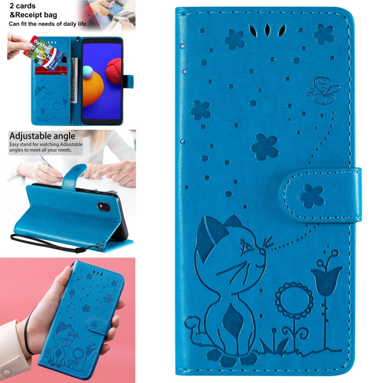 Cat Bee Embossing Pattern Shockproof Horizontal Flip Leather Case with Holder & Card Slots & Wallet, For Samsung Galaxy A01 Core, For Samsung Galaxy A01, For Samsung Galaxy A11, For Samsung Galaxy A21