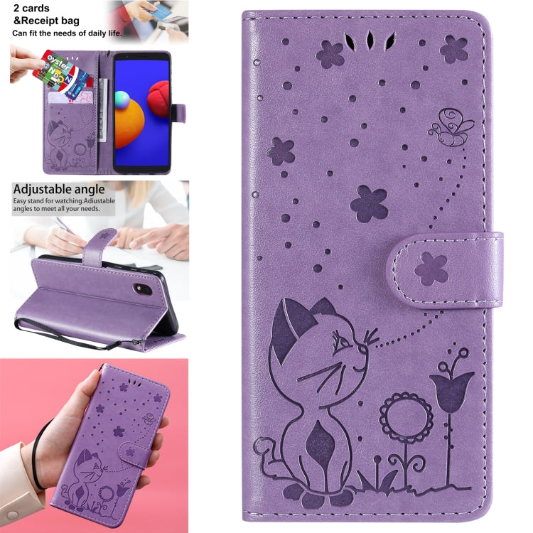 Cat Bee Embossing Pattern Shockproof Horizontal Flip Leather Case with Holder & Card Slots & Wallet, For Samsung Galaxy A01 Core, For Samsung Galaxy A01, For Samsung Galaxy A11, For Samsung Galaxy A21
