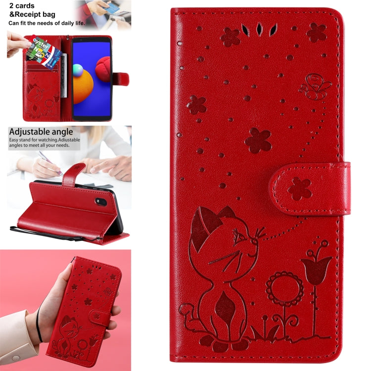 Cat Bee Embossing Pattern Shockproof Horizontal Flip Leather Case with Holder & Card Slots & Wallet, For Samsung Galaxy A01 Core, For Samsung Galaxy A01, For Samsung Galaxy A11, For Samsung Galaxy A21