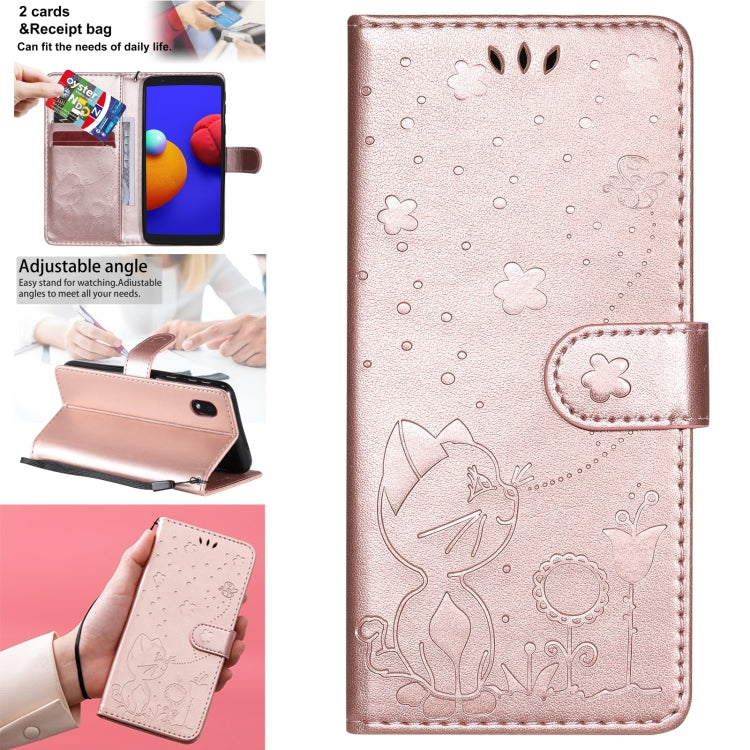 Cat Bee Embossing Pattern Shockproof Horizontal Flip Leather Case with Holder & Card Slots & Wallet, For Samsung Galaxy A01 Core, For Samsung Galaxy A01, For Samsung Galaxy A11, For Samsung Galaxy A21
