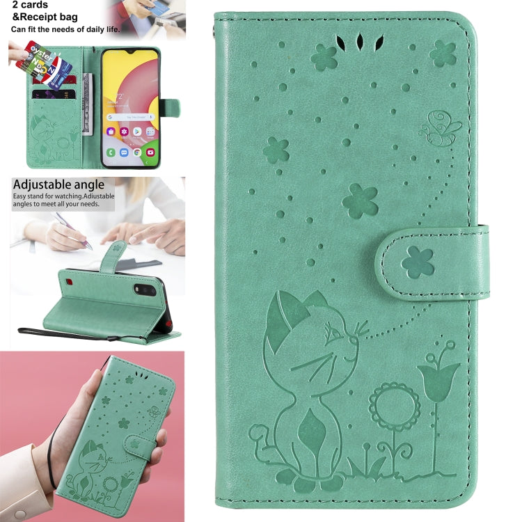 Cat Bee Embossing Pattern Shockproof Horizontal Flip Leather Case with Holder & Card Slots & Wallet, For Samsung Galaxy A01 Core, For Samsung Galaxy A01, For Samsung Galaxy A11, For Samsung Galaxy A21