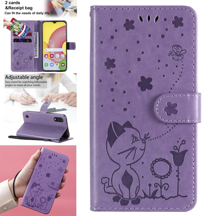 Cat Bee Embossing Pattern Shockproof Horizontal Flip Leather Case with Holder & Card Slots & Wallet, For Samsung Galaxy A01 Core, For Samsung Galaxy A01, For Samsung Galaxy A11, For Samsung Galaxy A21
