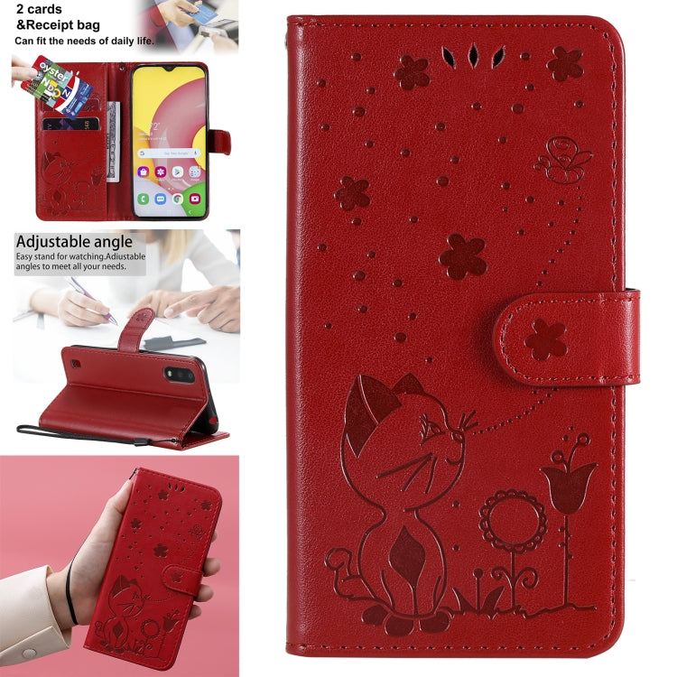 Cat Bee Embossing Pattern Shockproof Horizontal Flip Leather Case with Holder & Card Slots & Wallet, For Samsung Galaxy A01 Core, For Samsung Galaxy A01, For Samsung Galaxy A11, For Samsung Galaxy A21