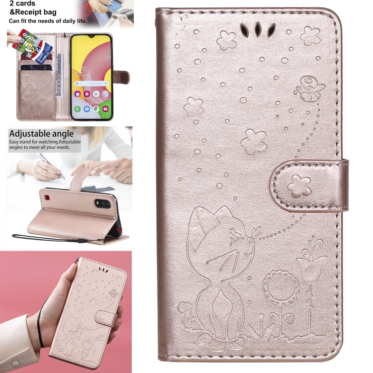 Cat Bee Embossing Pattern Shockproof Horizontal Flip Leather Case with Holder & Card Slots & Wallet, For Samsung Galaxy A01 Core, For Samsung Galaxy A01, For Samsung Galaxy A11, For Samsung Galaxy A21