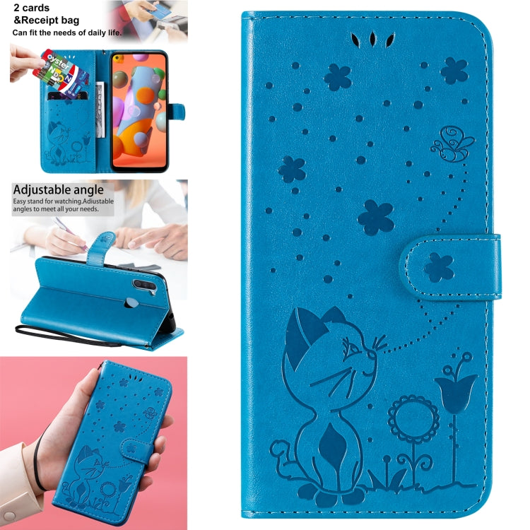 Cat Bee Embossing Pattern Shockproof Horizontal Flip Leather Case with Holder & Card Slots & Wallet, For Samsung Galaxy A01 Core, For Samsung Galaxy A01, For Samsung Galaxy A11, For Samsung Galaxy A21