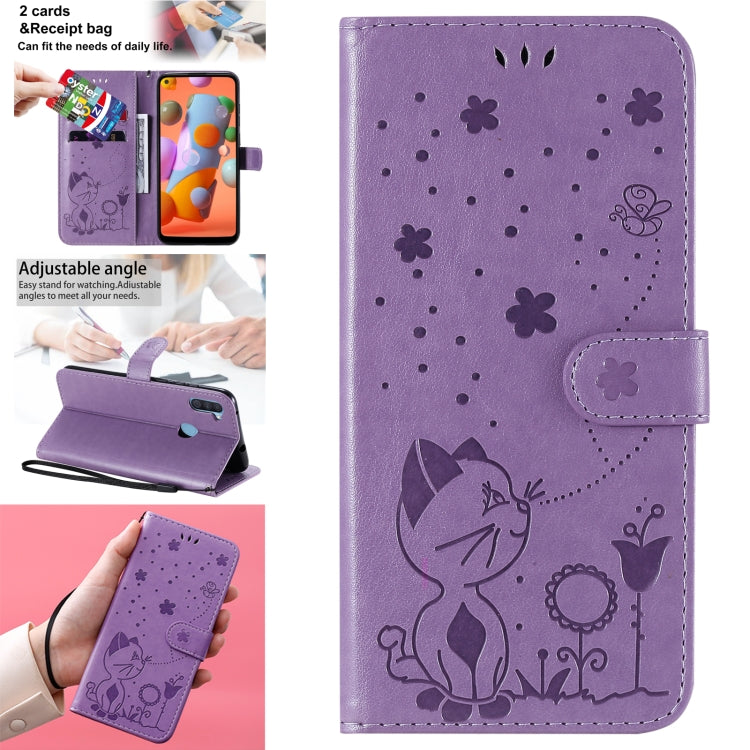 Cat Bee Embossing Pattern Shockproof Horizontal Flip Leather Case with Holder & Card Slots & Wallet, For Samsung Galaxy A01 Core, For Samsung Galaxy A01, For Samsung Galaxy A11, For Samsung Galaxy A21