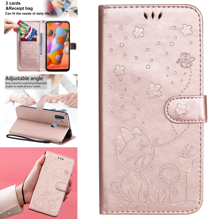 Cat Bee Embossing Pattern Shockproof Horizontal Flip Leather Case with Holder & Card Slots & Wallet, For Samsung Galaxy A01 Core, For Samsung Galaxy A01, For Samsung Galaxy A11, For Samsung Galaxy A21
