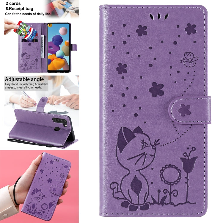 Cat Bee Embossing Pattern Shockproof Horizontal Flip Leather Case with Holder & Card Slots & Wallet, For Samsung Galaxy A01 Core, For Samsung Galaxy A01, For Samsung Galaxy A11, For Samsung Galaxy A21
