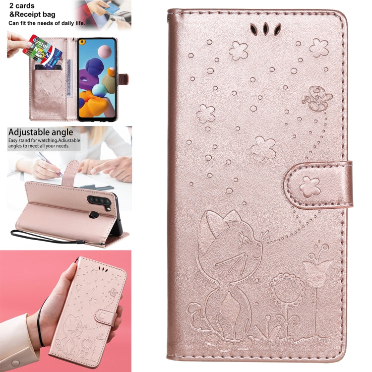 Cat Bee Embossing Pattern Shockproof Horizontal Flip Leather Case with Holder & Card Slots & Wallet, For Samsung Galaxy A01 Core, For Samsung Galaxy A01, For Samsung Galaxy A11, For Samsung Galaxy A21