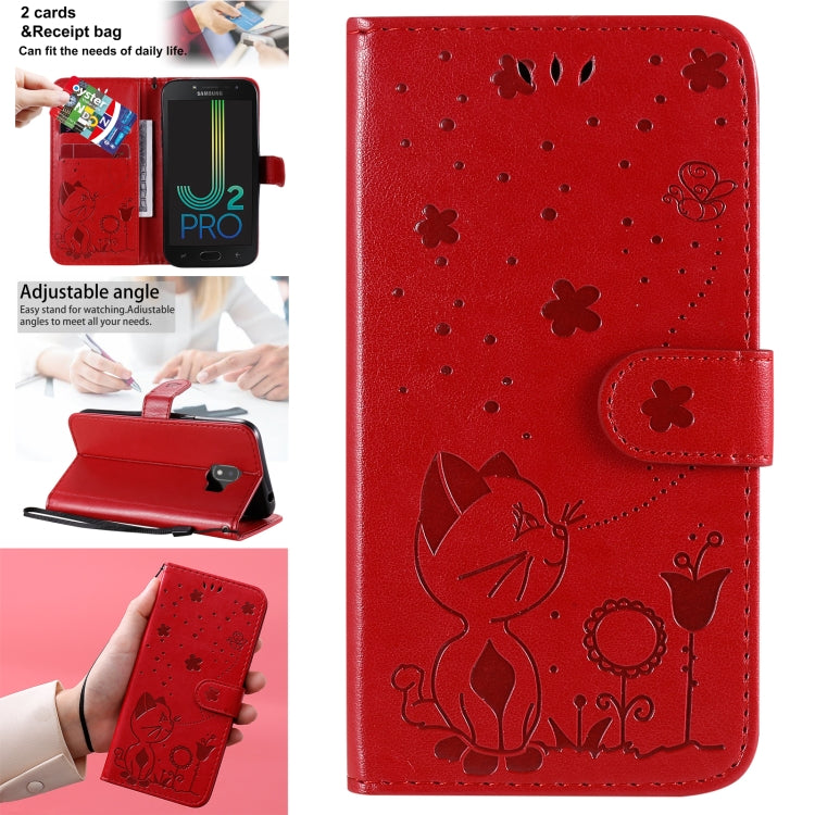Cat Bee Embossing Pattern Shockproof Horizontal Flip Leather Case with Holder & Card Slots & Wallet, For Samsung Galaxy J2 Pro(2018), For Samsung Galaxy M01, For Samsung Galaxy M31s, For Samsung Galaxy M51