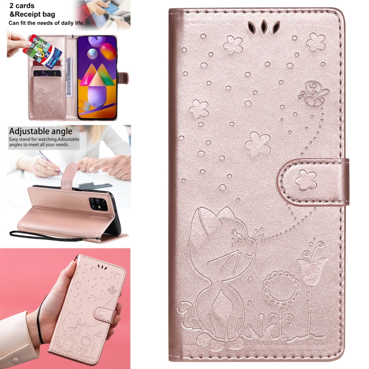 Cat Bee Embossing Pattern Shockproof Horizontal Flip Leather Case with Holder & Card Slots & Wallet, For Samsung Galaxy J2 Pro(2018), For Samsung Galaxy M01, For Samsung Galaxy M31s, For Samsung Galaxy M51