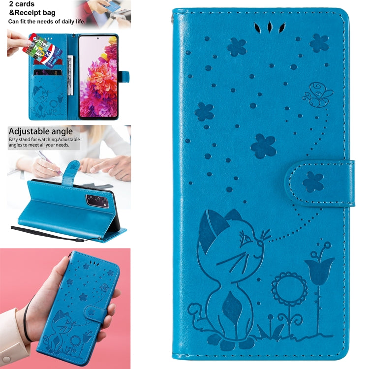 Cat Bee Embossing Pattern Shockproof Horizontal Flip Leather Case with Holder & Card Slots & Wallet, For Samsung Galaxy S20 FE