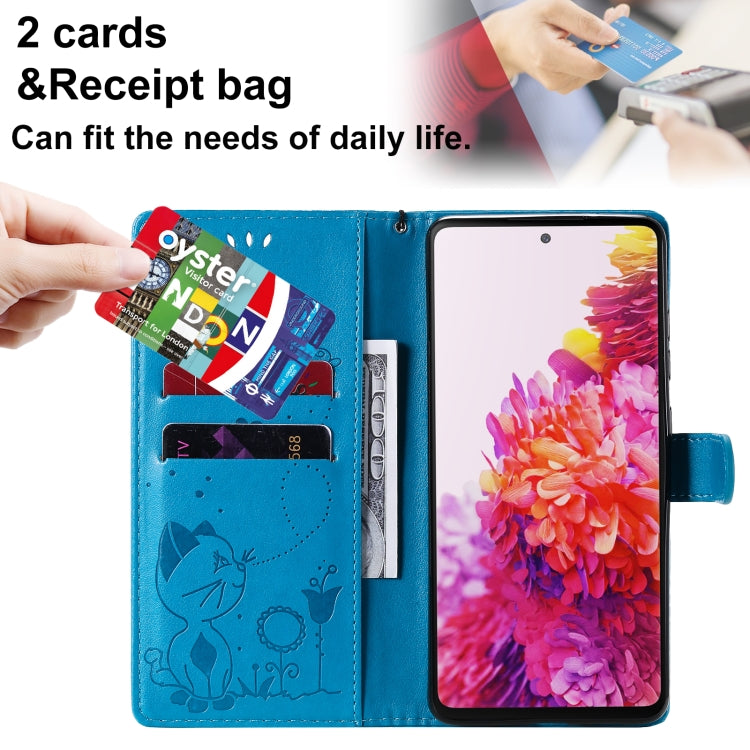 Cat Bee Embossing Pattern Shockproof Horizontal Flip Leather Case with Holder & Card Slots & Wallet, For Samsung Galaxy S20 FE