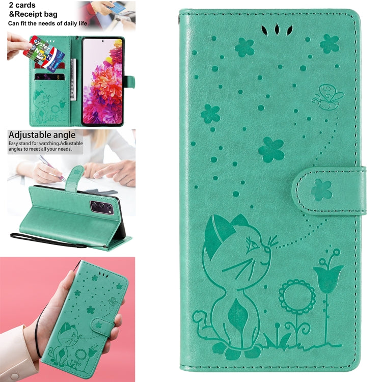 Cat Bee Embossing Pattern Shockproof Horizontal Flip Leather Case with Holder & Card Slots & Wallet, For Samsung Galaxy S20 FE