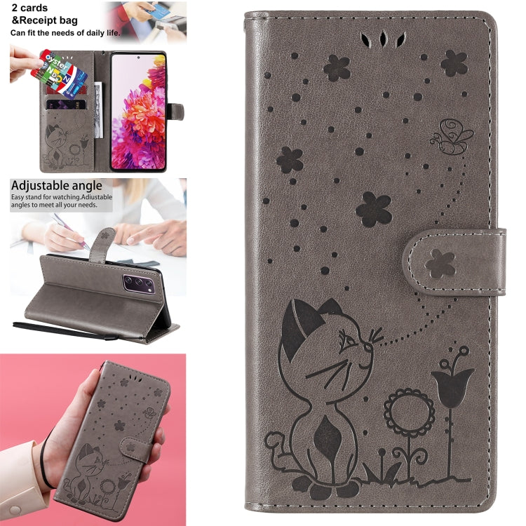 Cat Bee Embossing Pattern Shockproof Horizontal Flip Leather Case with Holder & Card Slots & Wallet, For Samsung Galaxy S20 FE