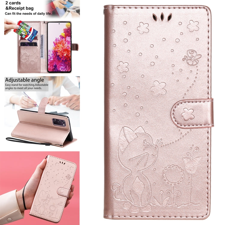 Cat Bee Embossing Pattern Shockproof Horizontal Flip Leather Case with Holder & Card Slots & Wallet, For Samsung Galaxy S20 FE