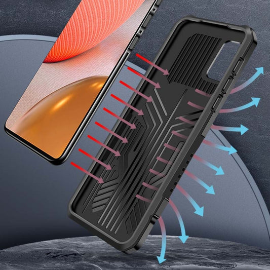 Armor Warrior case for Galaxy A72 5G held in hand showing grip and drop protection