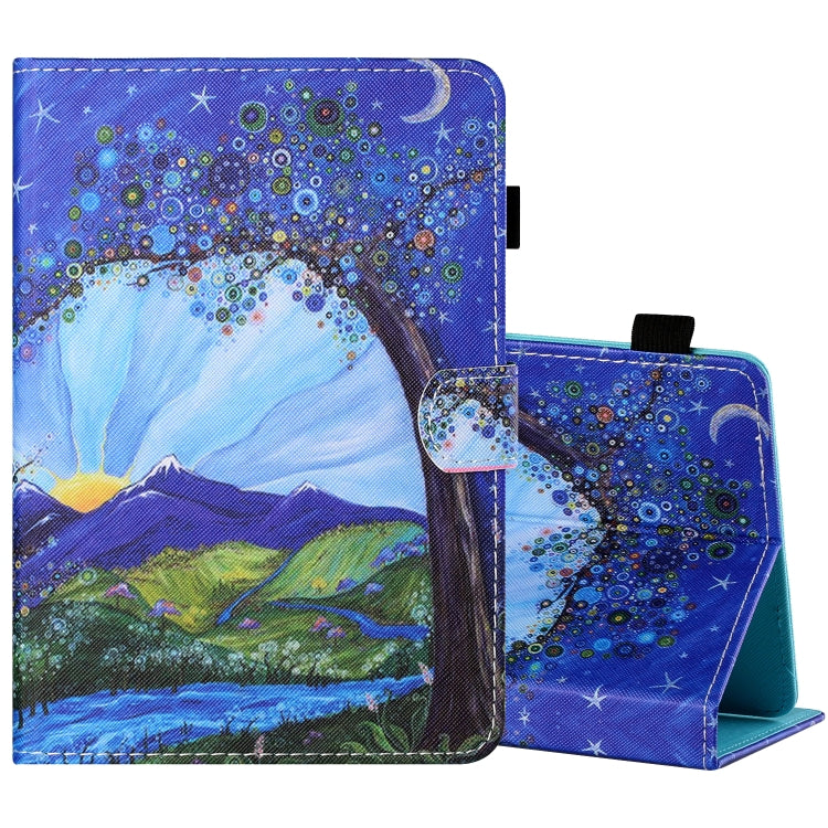 Sewing Thread Horizontal Painted Flat Leather Case with Pen Cover & Anti Skid Strip & Card Slot & Holder, For 7 inch Tablet PC Universal, For 8 inch Tablet PC Universal