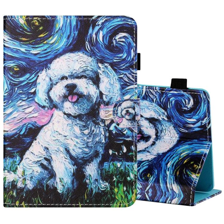 Sewing Thread Horizontal Painted Flat Leather Case with Pen Cover & Anti Skid Strip & Card Slot & Holder, For 7 inch Tablet PC Universal, For 8 inch Tablet PC Universal