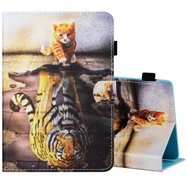 Sewing Thread Horizontal Painted Flat Leather Case with Pen Cover & Anti Skid Strip & Card Slot & Holder, For 7 inch Tablet PC Universal, For 8 inch Tablet PC Universal