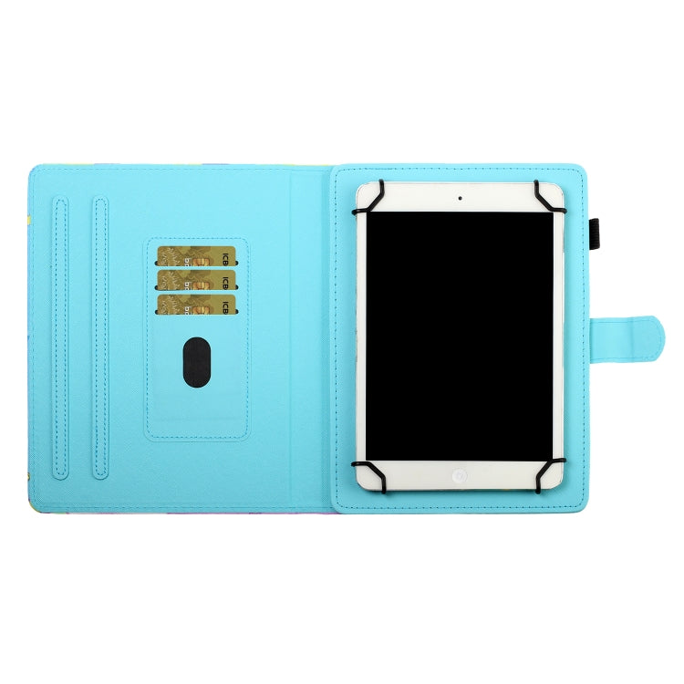 Sewing Thread Horizontal Painted Flat Leather Case with Pen Cover & Anti Skid Strip & Card Slot & Holder, For 10 inch Tablet PC Universal, For Huawei MediaPad T5 10 inch