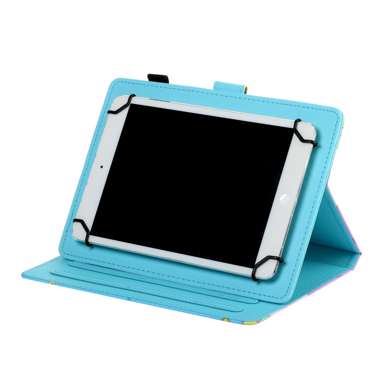 Sewing Thread Horizontal Painted Flat Leather Case with Pen Cover & Anti Skid Strip & Card Slot & Holder, For 10 inch Tablet PC Universal, For Huawei MediaPad T5 10 inch
