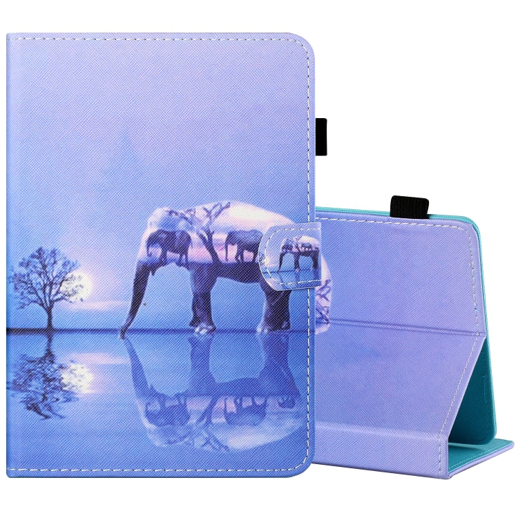 Sewing Thread Horizontal Painted Flat Leather Case with Pen Cover & Anti Skid Strip & Card Slot & Holder, For 10 inch Tablet PC Universal, For Huawei MediaPad T5 10 inch
