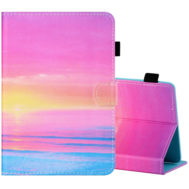 Sewing Thread Horizontal Painted Flat Leather Case with Pen Cover & Anti Skid Strip & Card Slot & Holder, For 10 inch Tablet PC Universal, For Huawei MediaPad T5 10 inch