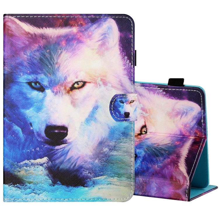 Sewing Thread Horizontal Painted Flat Leather Case with Pen Cover & Anti Skid Strip & Card Slot & Holder, For 10 inch Tablet PC Universal, For Huawei MediaPad T5 10 inch