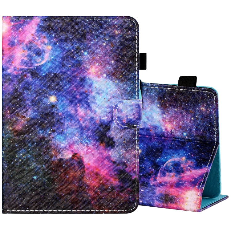 Sewing Thread Horizontal Painted Flat Leather Case with Pen Cover & Anti Skid Strip & Card Slot & Holder, For 10 inch Tablet PC Universal, For Huawei MediaPad T5 10 inch