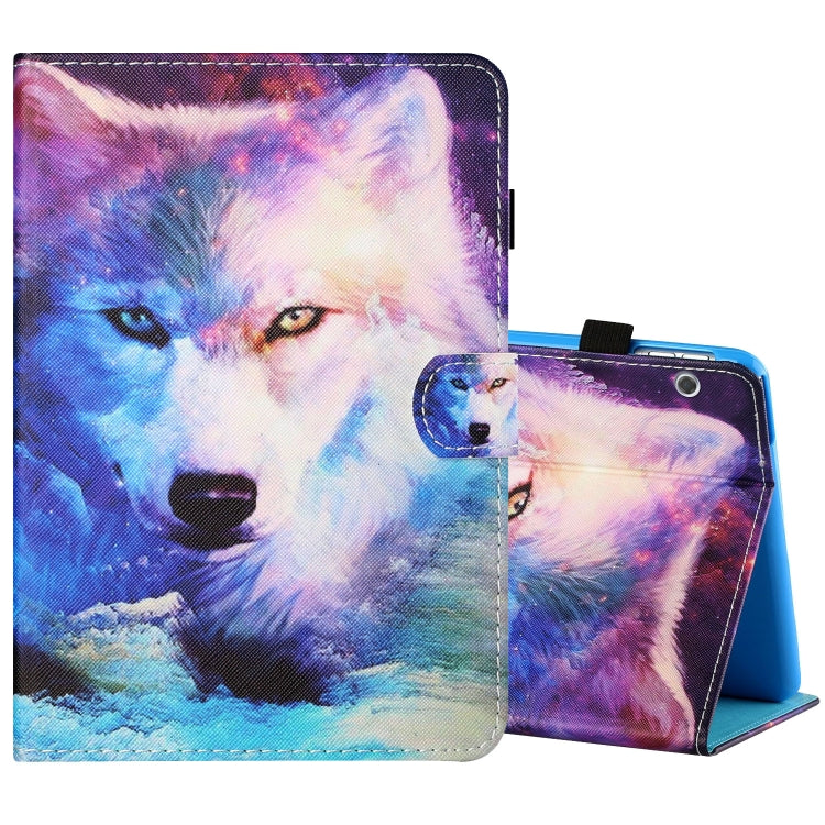 Sewing Thread Horizontal Painted Flat Leather Case with Pen Cover & Anti Skid Strip & Card Slot & Holder, For 10 inch Tablet PC Universal, For Huawei MediaPad T5 10 inch