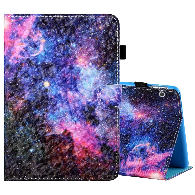 Sewing Thread Horizontal Painted Flat Leather Case with Pen Cover & Anti Skid Strip & Card Slot & Holder, For 10 inch Tablet PC Universal, For Huawei MediaPad T5 10 inch