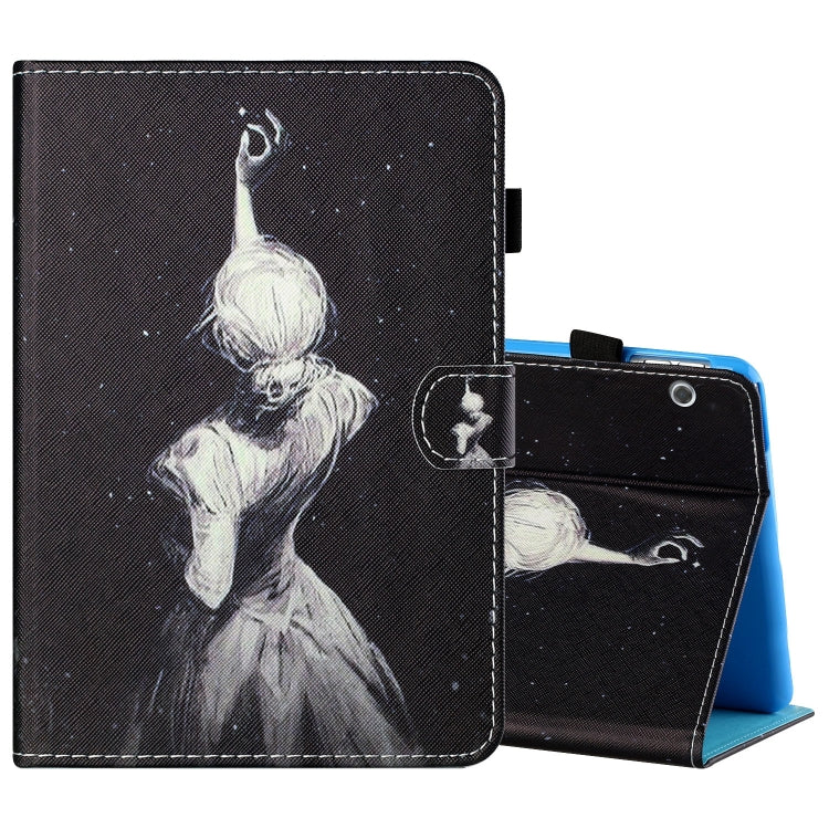 Sewing Thread Horizontal Painted Flat Leather Case with Pen Cover & Anti Skid Strip & Card Slot & Holder, For 10 inch Tablet PC Universal, For Huawei MediaPad T5 10 inch